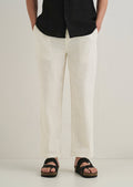 White Pin Cotton Linen Pant