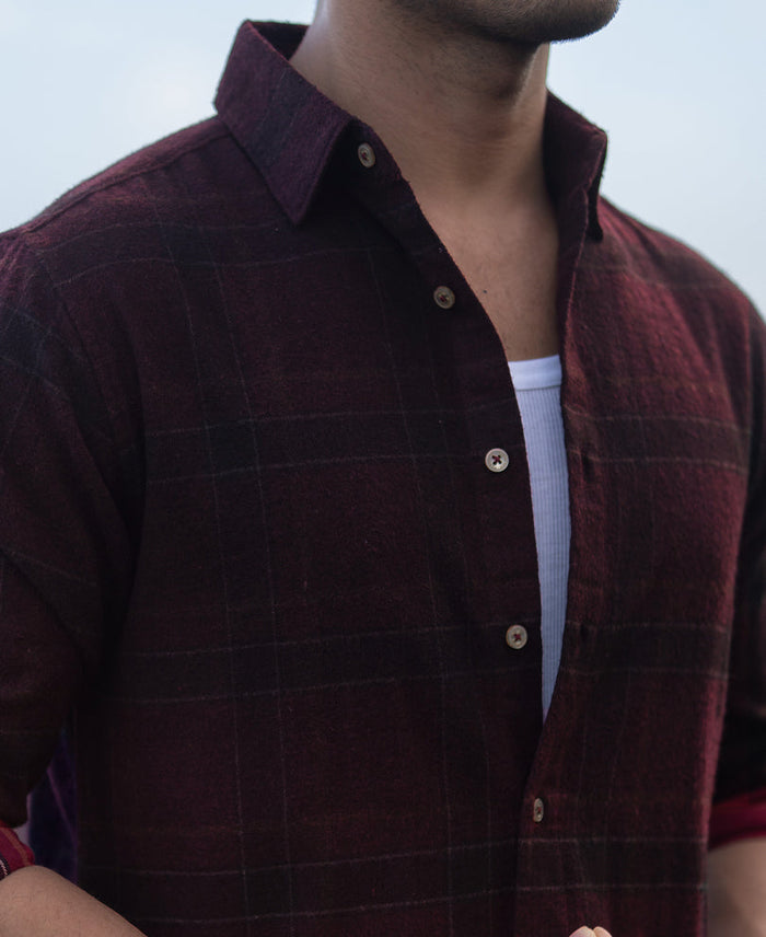 Wine Ombre Checks Shirt