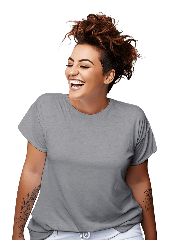 womens heather grey relax fit t-shirt short sleeve crew neck heather airlume cotton lifestyle image