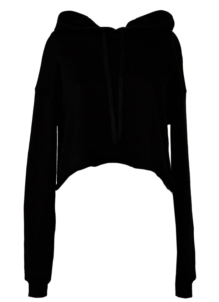Women’s black cropped fleece hoodie - detail view