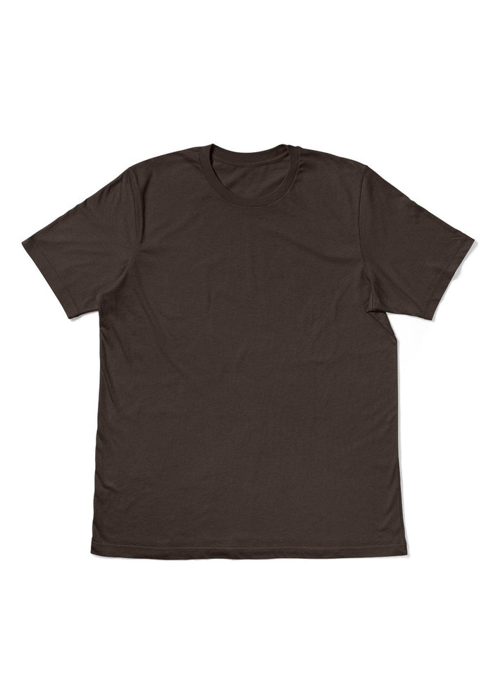 womens brown boyfriend cut t-shirt short sleeve crew neck airlume cotton front flat view