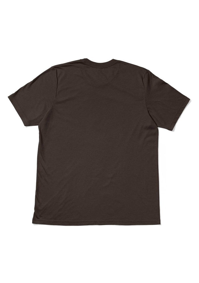 womens brown boyfriend cut t-shirt short sleeve crew neck airlume cotton back flat view
