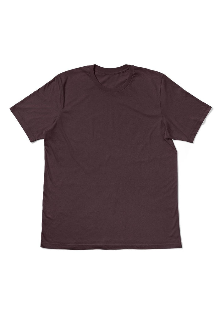 mens burgundy maroon classic fit  t-shirt short sleeve crew neck airlume cotton front flat image