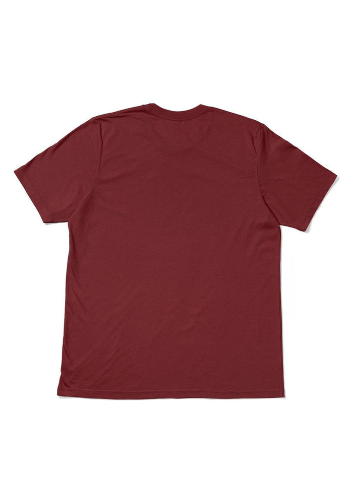 womens burgundy  boyfriend cutt  t-shirt short sleeve crew neck airlume cotton back flat image