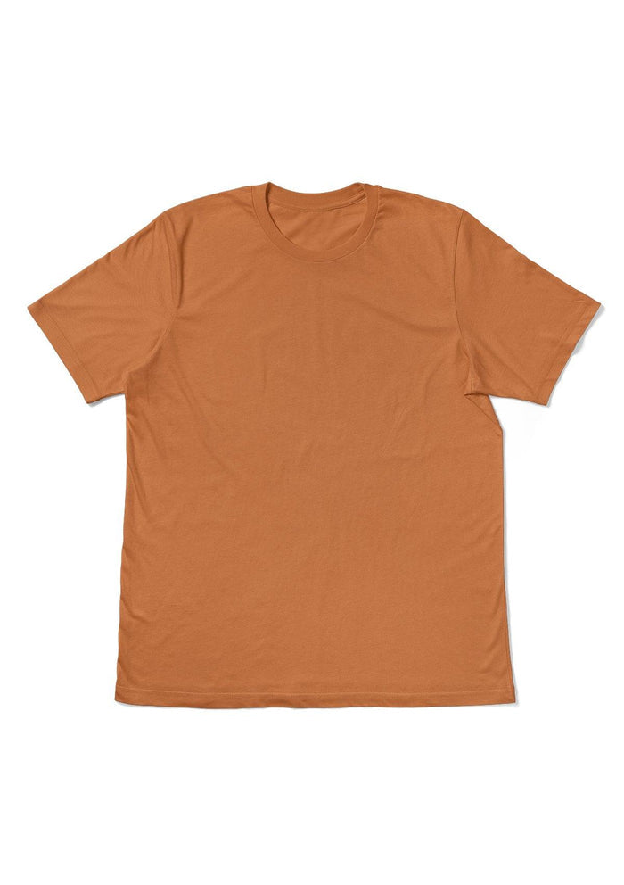 womens-orange boyfriend cut t-shirt short sleeve crew neck airlume cotton front flat image