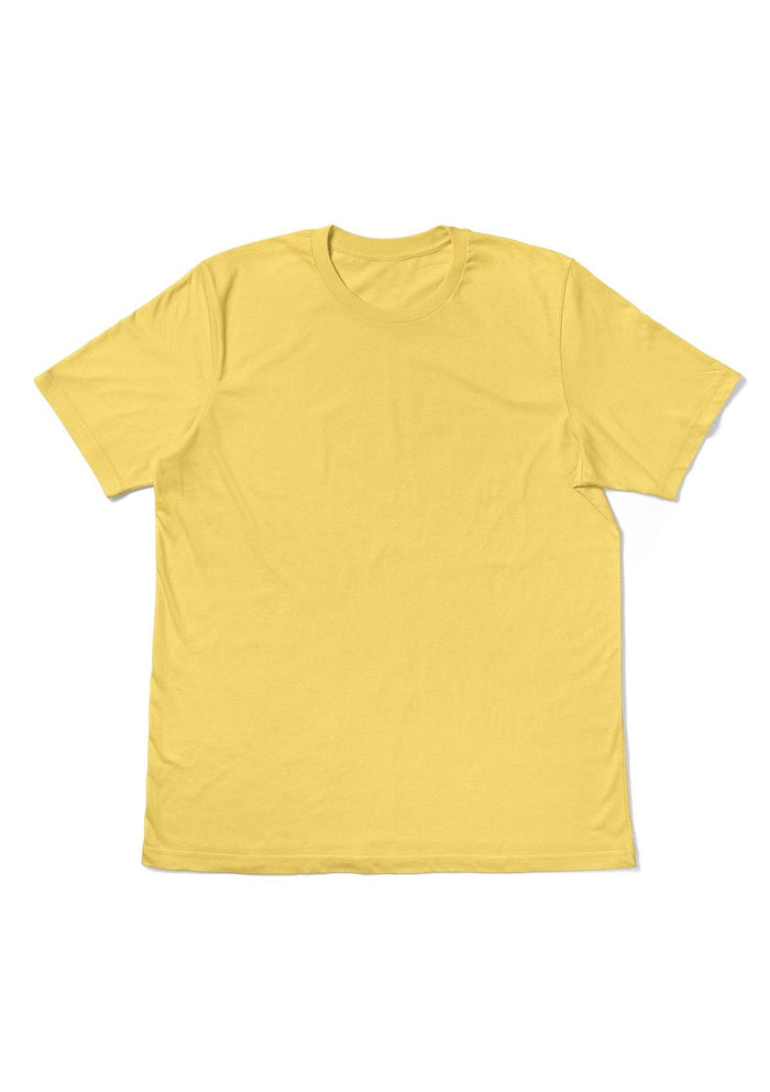 womens butter yellow boyfriend cut t-shirt short sleeve airlume cotton front flat image