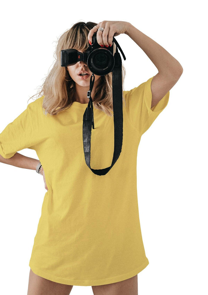 womens butter yellow boyfriend cut t-shirt short sleeve airlume cotton lifestyle image