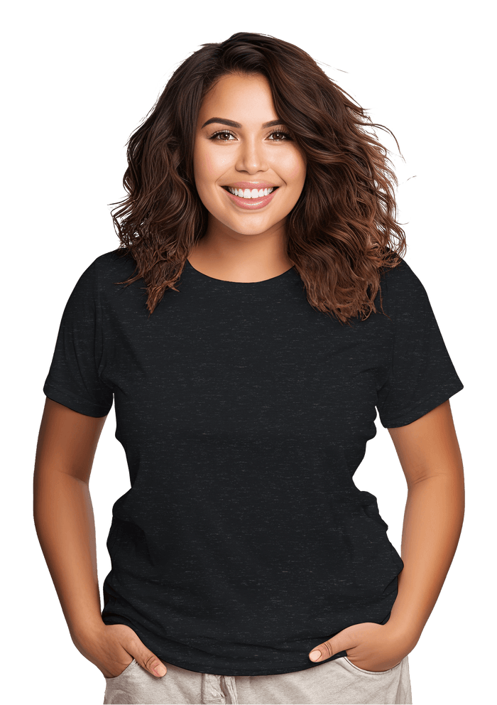 Women’s charcoal black triblend relaxed fit t-shirt - back view