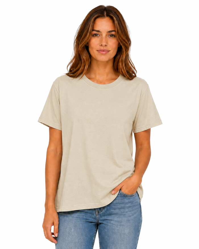 womens_cream_boyfriend_cut_t-shirt_short_sleeve_crew_neck_front_view