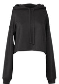 womens charcoal gray crop hoodie fleece front flat image