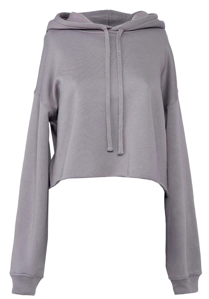 womens gray cropped hoodie fleece front 3D image
