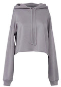 womens gray cropped hoodie fleece front 3D image