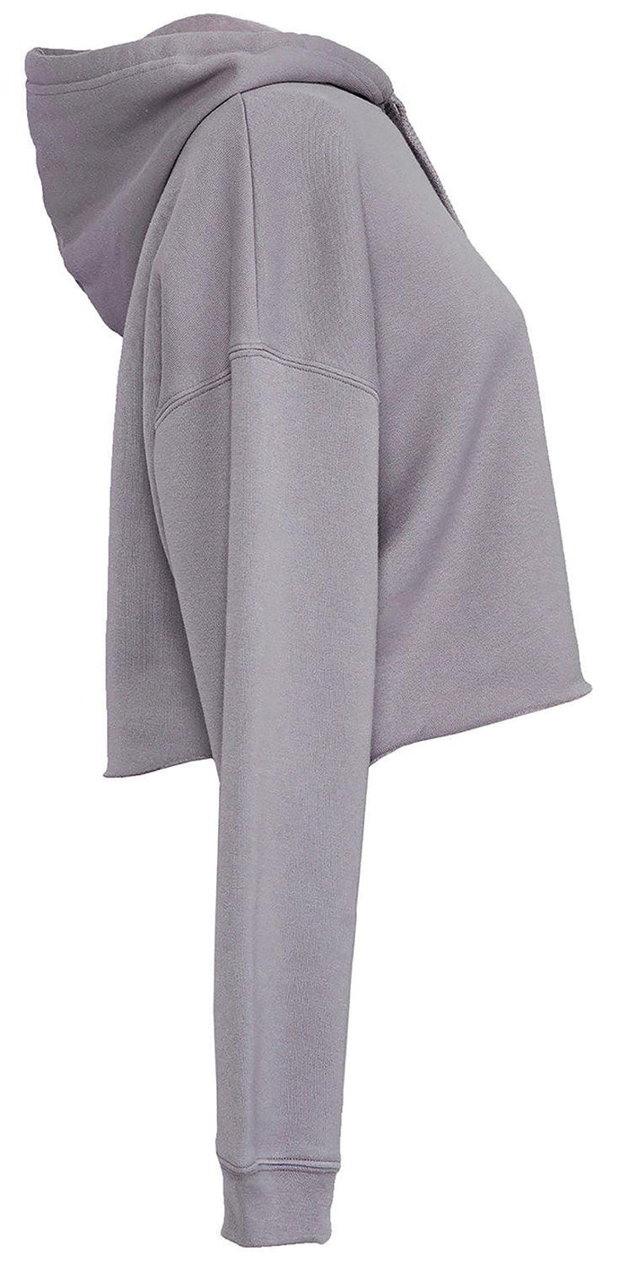 womens gray cropped hoodie fleece side 3D image