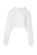 womens white cropped hoodie fleece front flat view