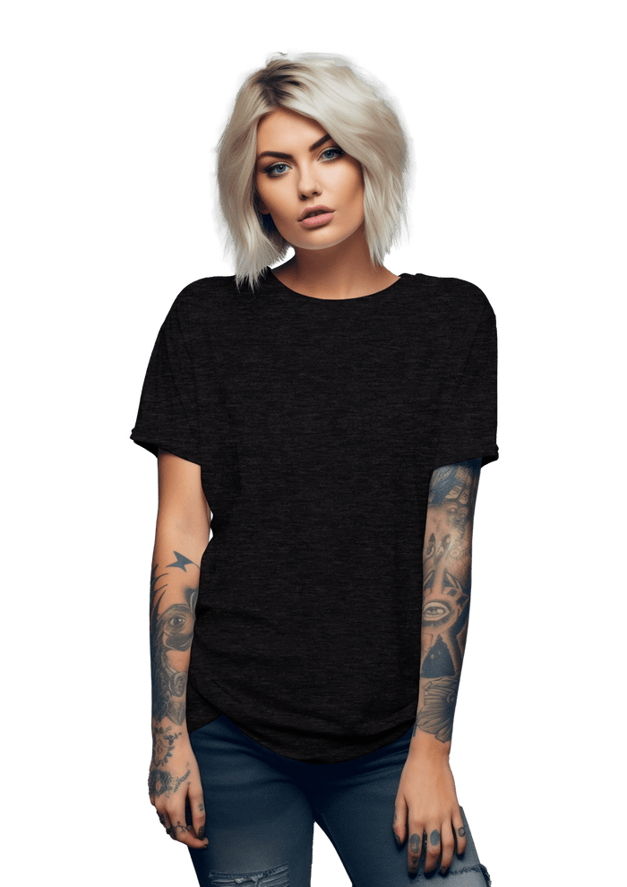 womens black gray relax fit t-shirt short sleeve crew neck airlume cotton front lifestyle image