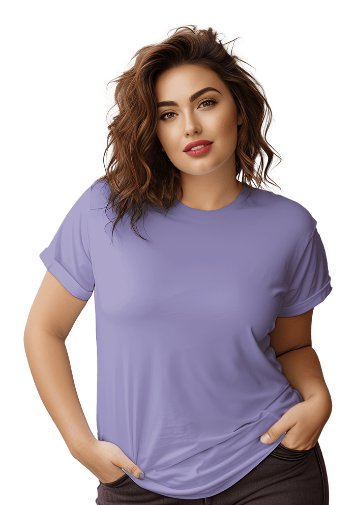 womens lavender blue boyfriend cut t-shirt short sleeve airlume cotton lifestyle image