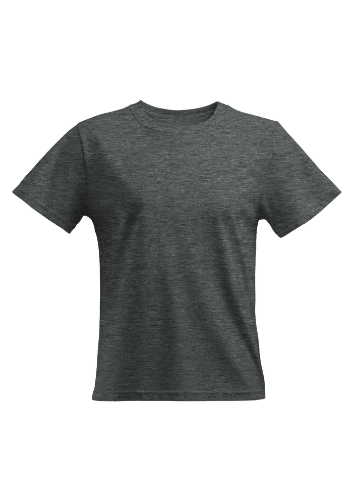 womens gray relax fit t-shirt short sleeve crew neck heather airlume cotton front 3D image