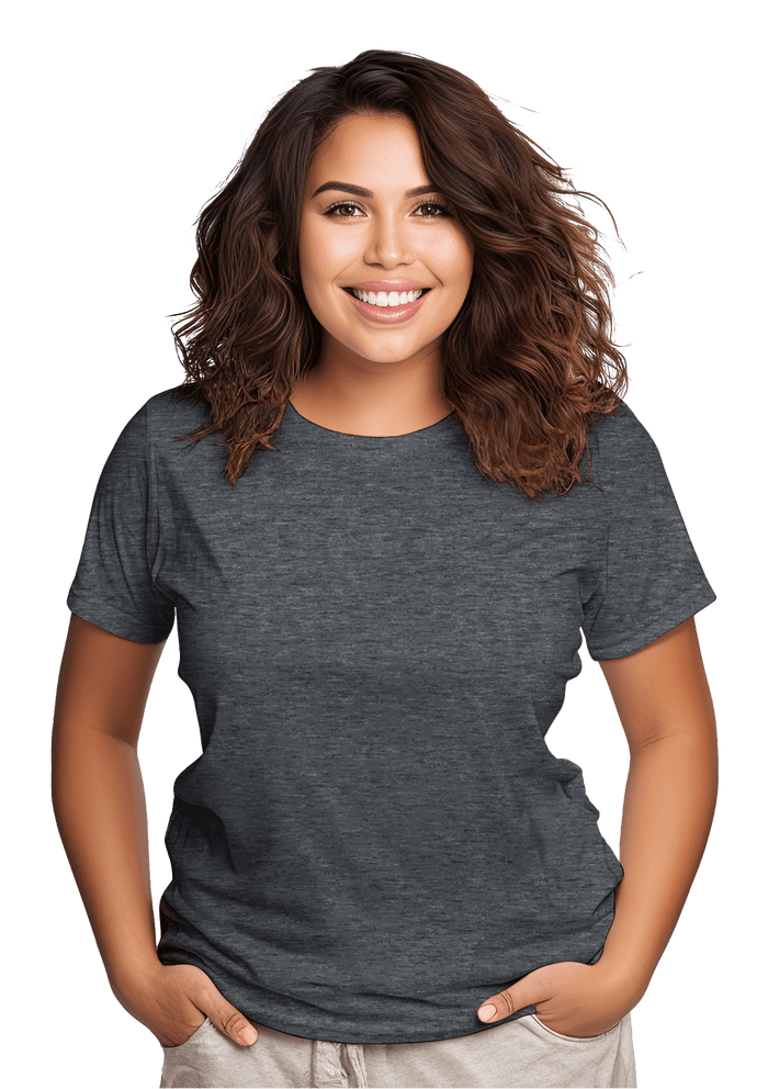 womens gray relax fit t-shirt short sleeve crew neck heather airlume cotton lifestyle image