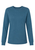 mens deep teal blue t-shirt long sleeve heather front flat image