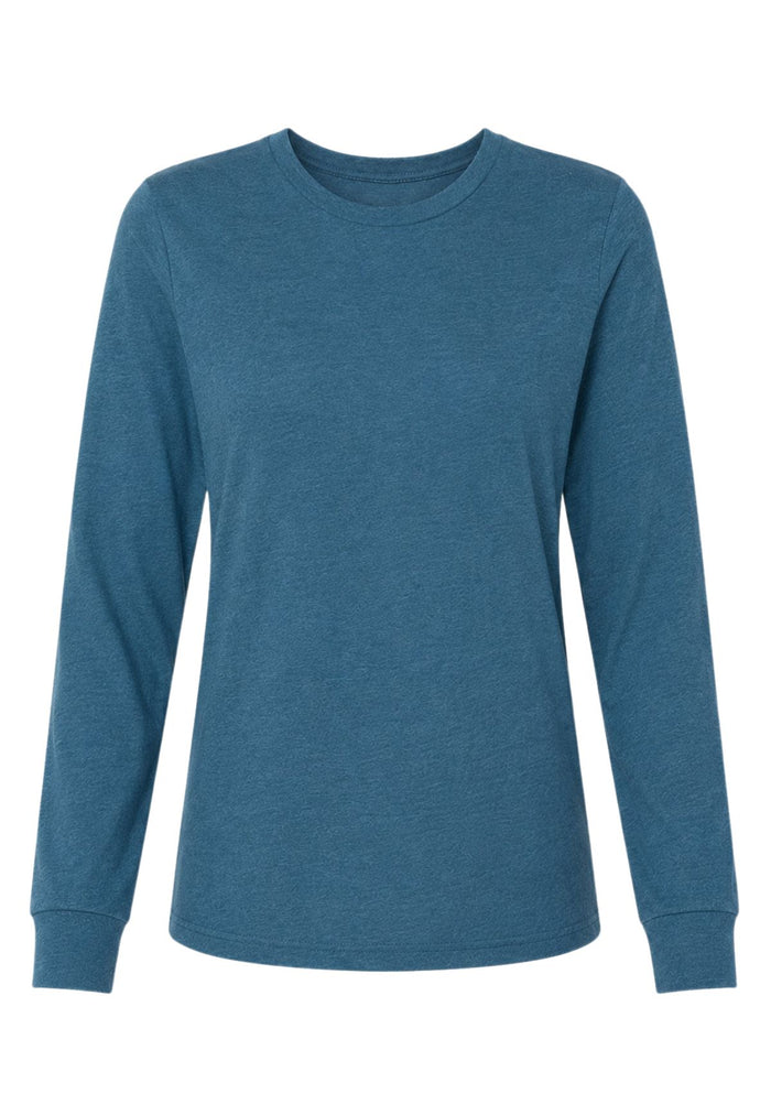 mens deep teal blue t-shirt long sleeve heather front flat image