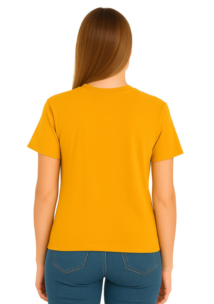 womens golden yellow boyfriend fit tshirt model back