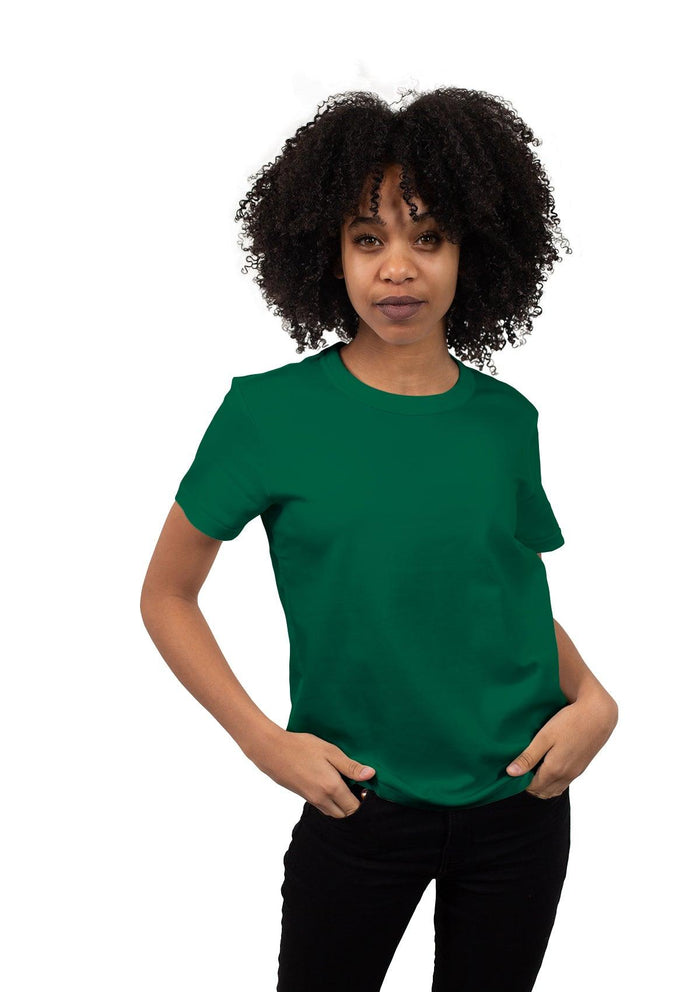 womens kelly green boyfriend cut t-shirt short sleeve crew-neck airlume cotton lifestyle image