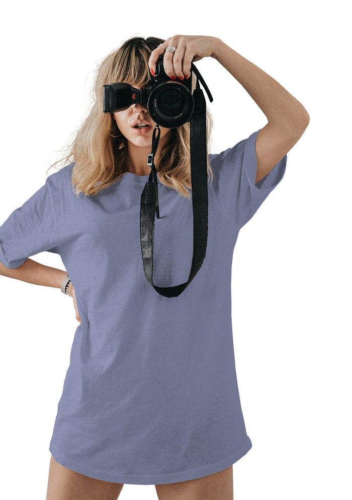 womens lavender blue boyfriend cut t-shirt short sleeve crew neck airlume cotton lifestyle image