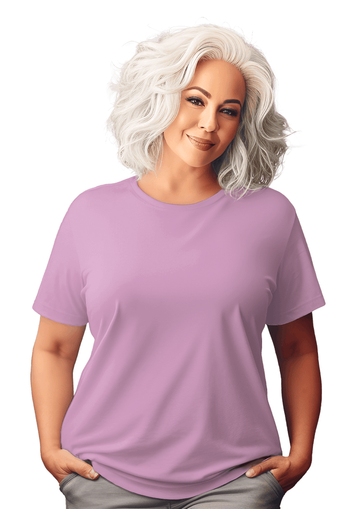 womens purple lilac boyfriend cut  t-shirt short sleeve airlume cotton lifestyle image