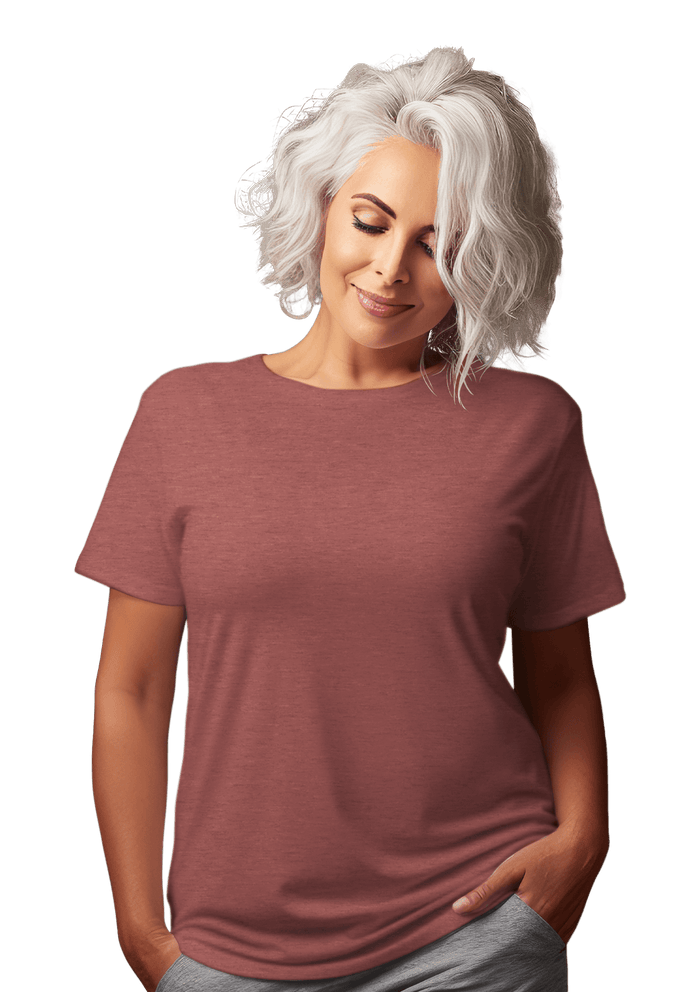 womens purple mauve relaxed fit t-shirt short sleeve heather airlume cotton lifestyle-image