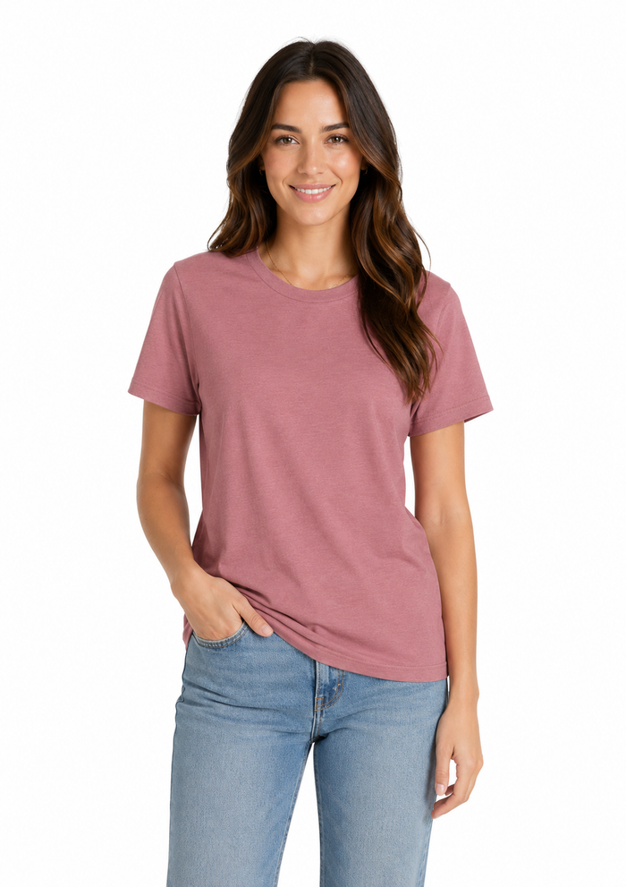 Women's Mauve Relaxed Fit T-Shirt – Short Sleeve Crew Neck full front image