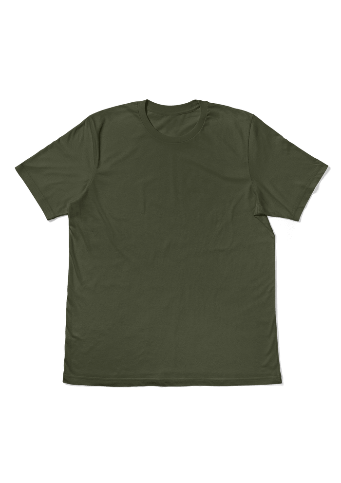 womens military green boyfriend cut t-shirt short sleeve crew-neck airlume cotton front flat view