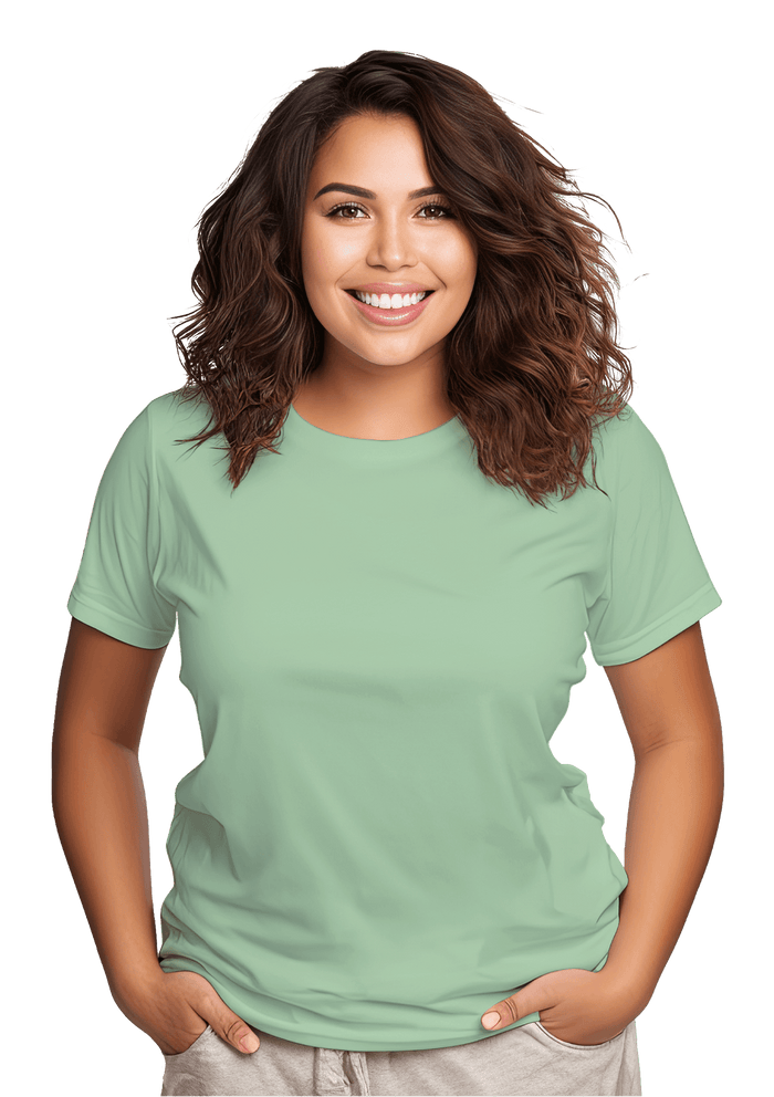 womens mint green boyfriend cut t-shirt front image size L