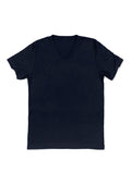 womens navy boyfriend cut t-shirt v-neck short sleeve front flat image