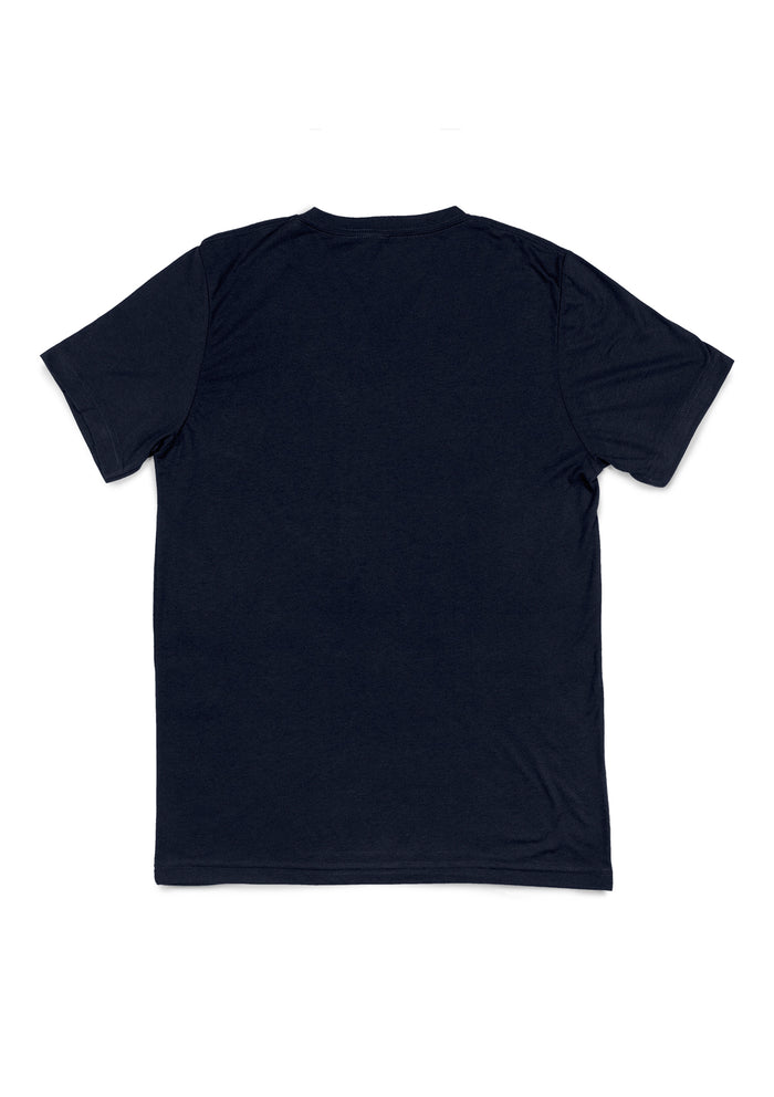 womens navy boyfriend cut t-shirt v-neck short sleeve back flat image