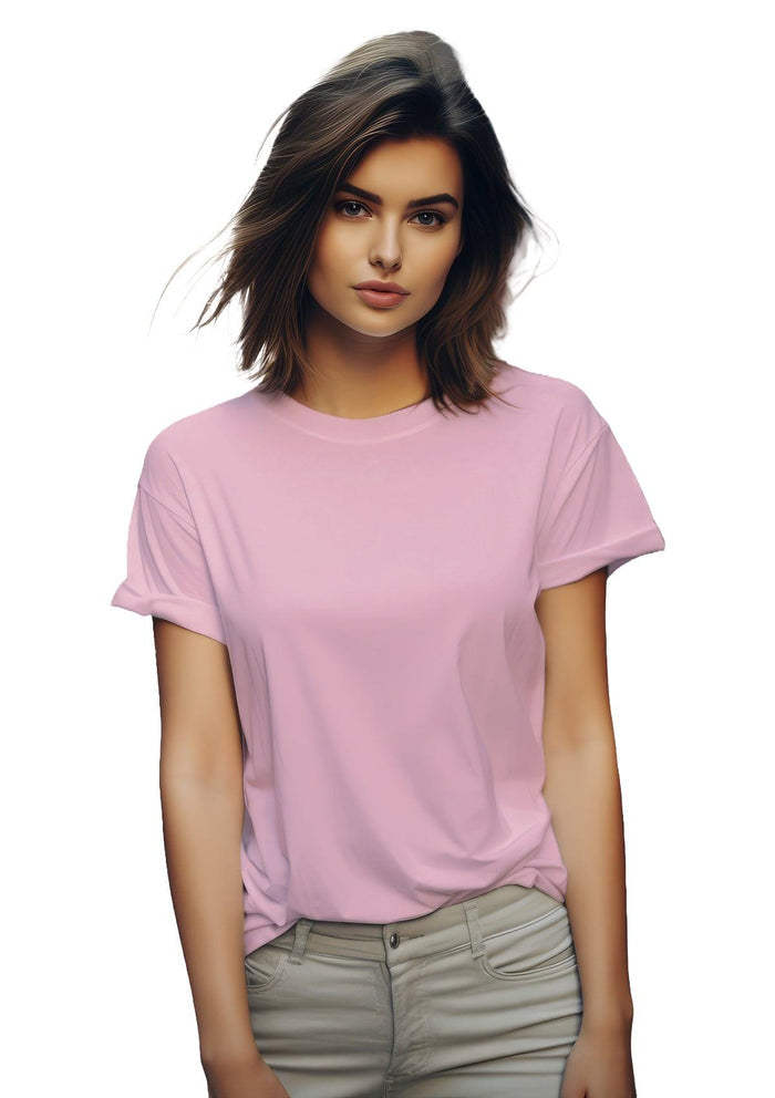 womens pink boyfriend cut t-shirt airlume cotton lifestyle image