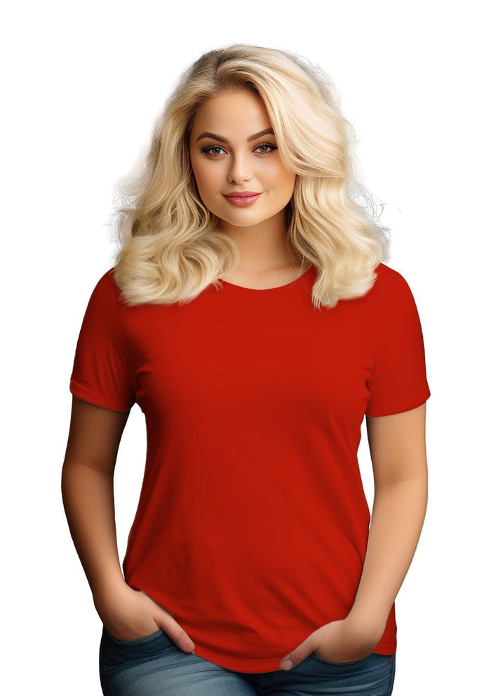 women red boyfriend cut t-shirt short sleeve crew neck airlume cotton lifestyle image