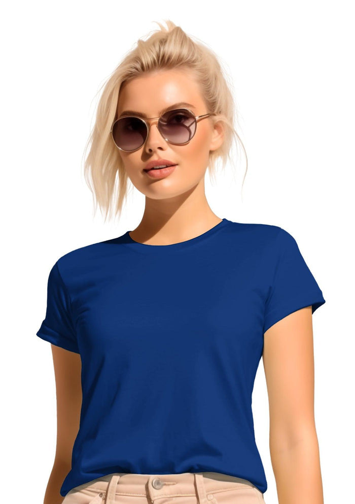 Women's Royal Blue Slim-Fit Crew Neck T-Shirt - Vibrant & Chic - Perfect TShirt Co