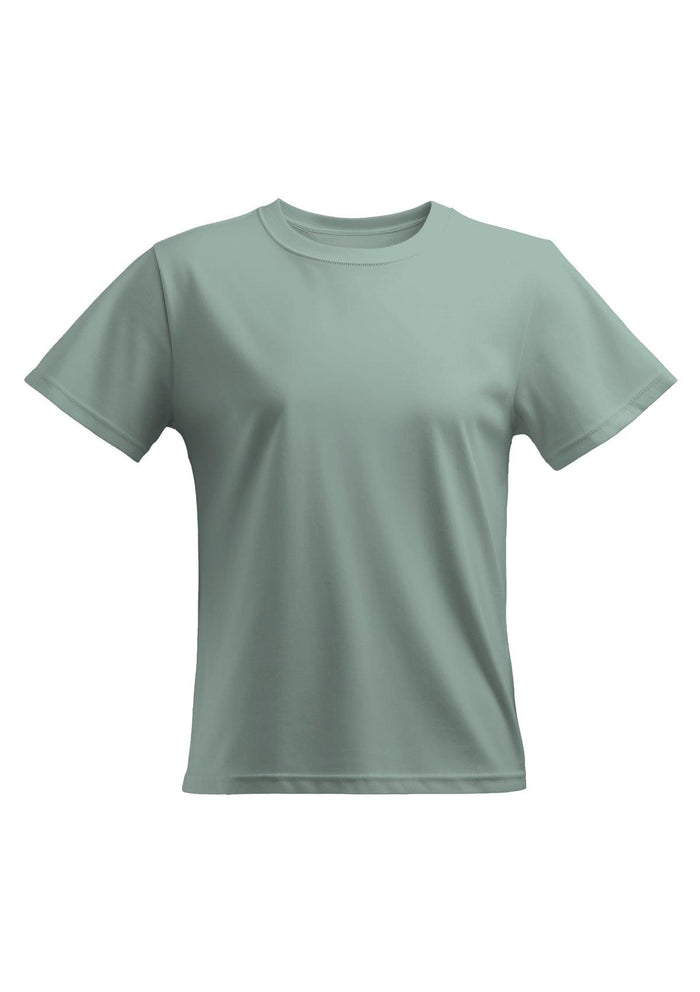 womens sea glass blue relax fit short sleeve crew neck airlume cotton front 3D image