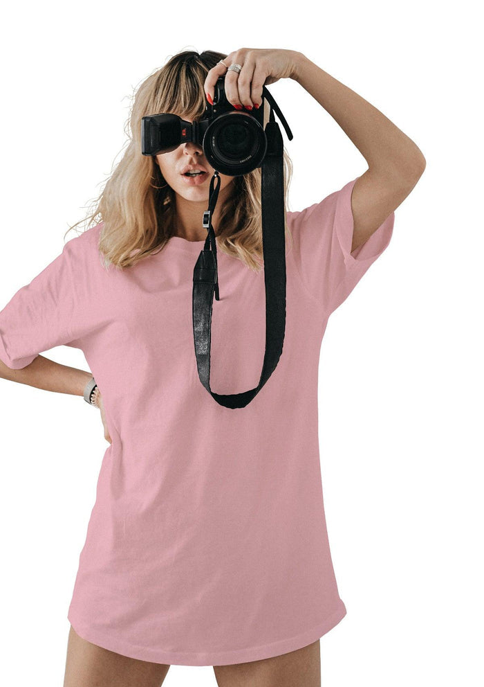 womens pink boyfriend cut t-shirt airlume cotton lifestyle image