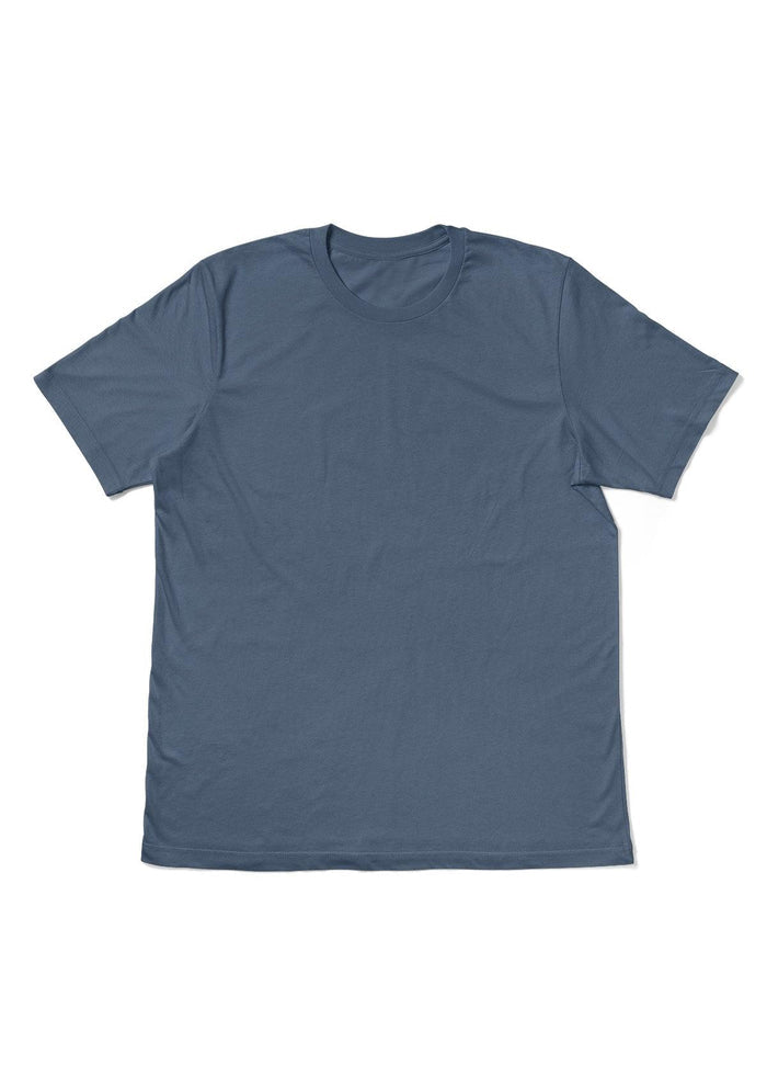 womens steel blue boyfriend t-shirt short sleeve crew neck airlume cotton flat front image