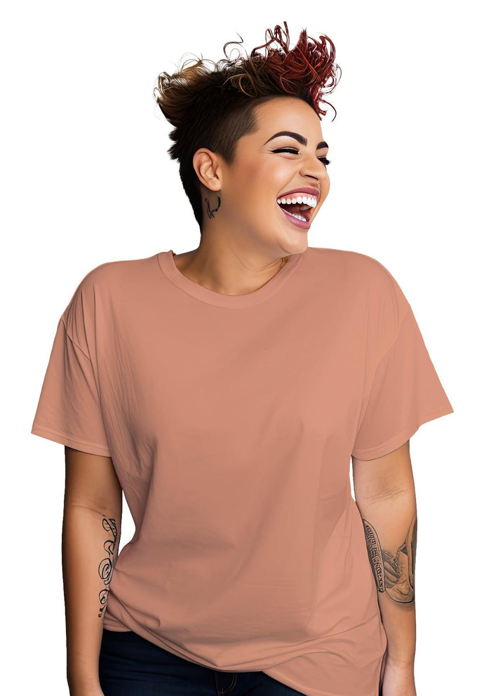 womens-orange-boyfriend cut t-shirt short sleeve crew neck airlume cotton lifestyle image