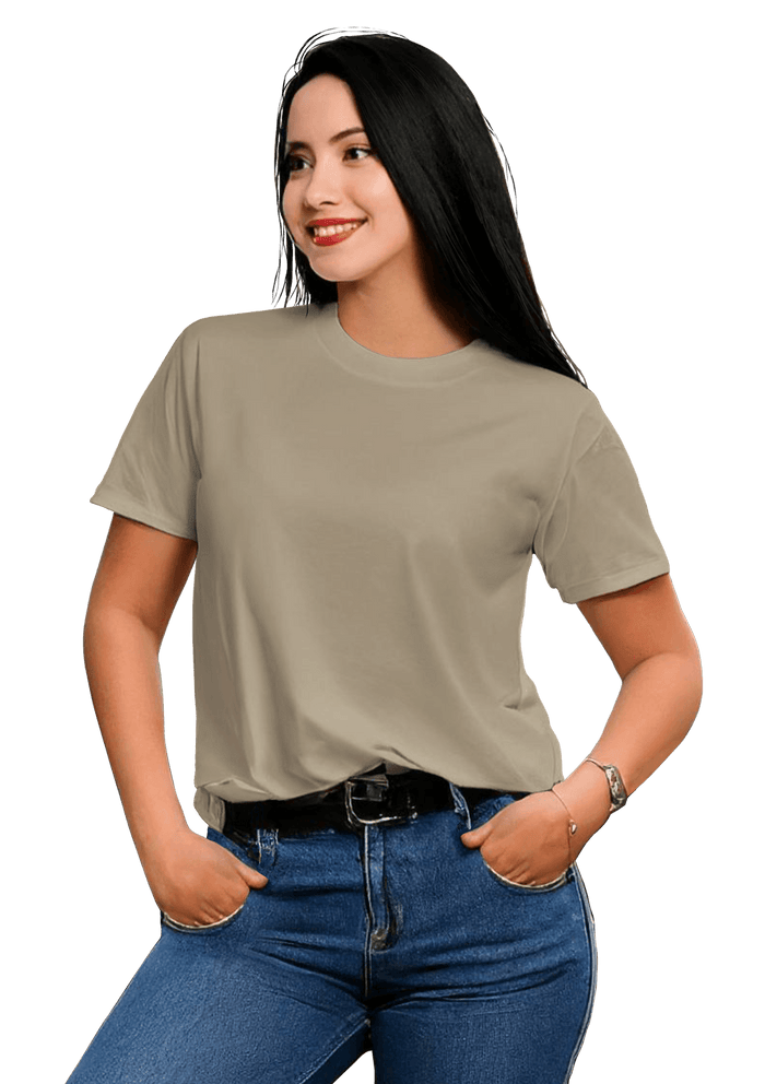 womens sand boyfriend cut t-shirt short sleeve airlume cotton lifestyle image