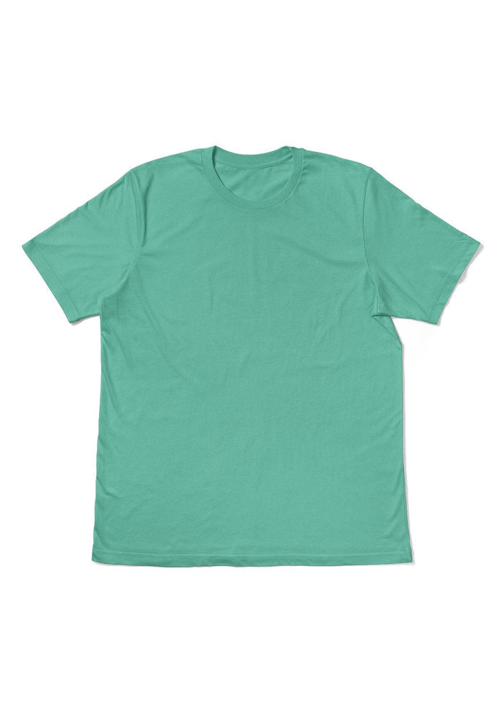 womens teal green boyfriend cut t-shirts short sleeve crew neck airlume cotton flat front image
