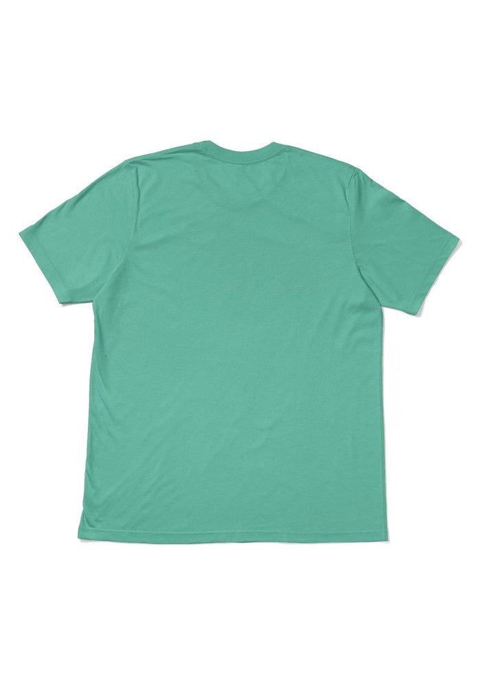 womens teal green boyfriend cut t-shirts short sleeve crew neck airlume cotton flat back image