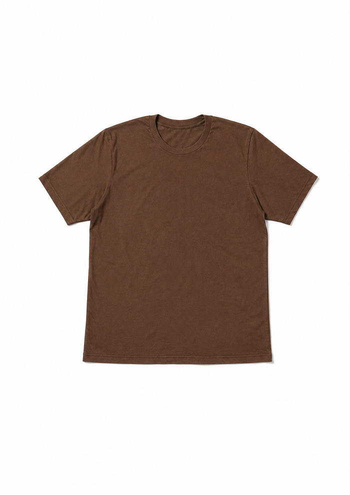 womens vintage brown boyfriend cut t-shirt short sleeve crew-neck airlume cotton front flat view