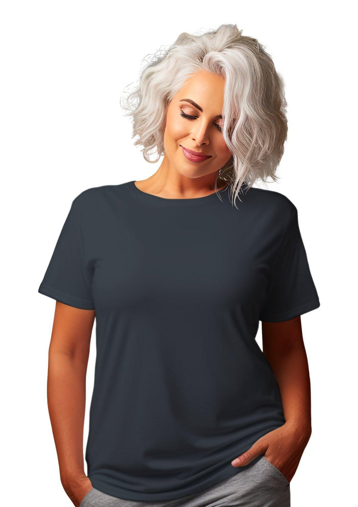 womens vintage navy boyfriend cut t-shirt short sleeve crew neck airlume cotton lifestyle  image