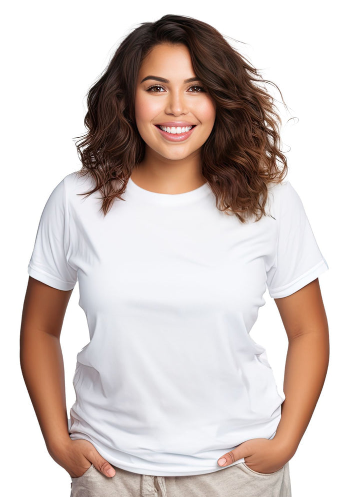 women's white boyfriend cut t-shirt in airlume cotton lifestyle image