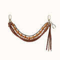 Wood Bead Bag Swag In Pebbled Leather