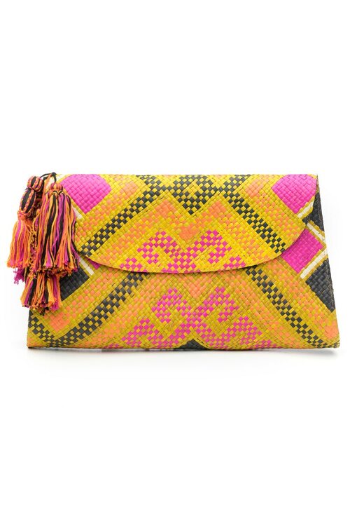 Woven Diamond Print Clutch