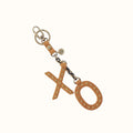 Xo Keychain In Buffed Leather - Whiskey